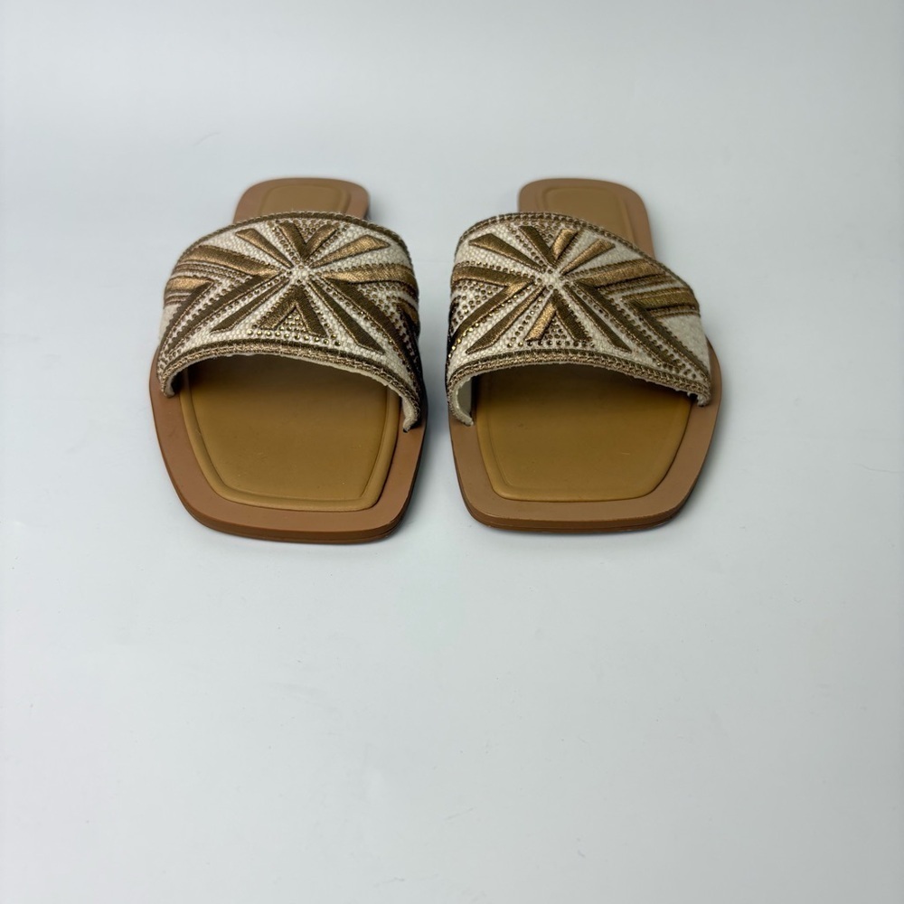 Zara Women’s Rhinestone Fabric Embroidered Sandals - Picture 5 of 7